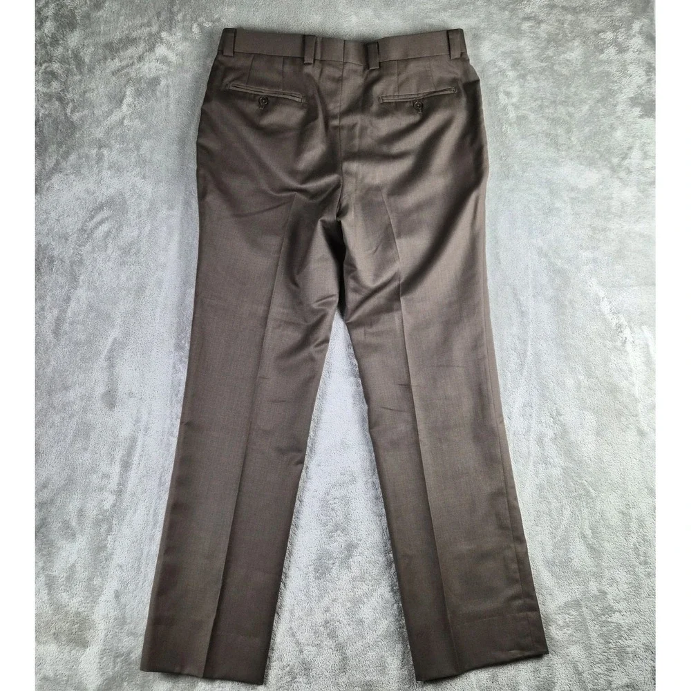 Jhane Barnes Wool Slik Dress Pants Mens 36x31 Brown Flat Front Luxury Trousers